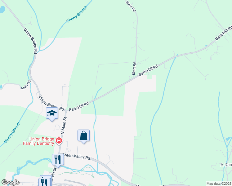 map of restaurants, bars, coffee shops, grocery stores, and more near 4755 Bark Hill Road in Union Bridge