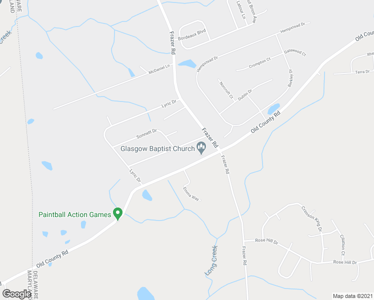 map of restaurants, bars, coffee shops, grocery stores, and more near 7 Ballad Drive in Newark
