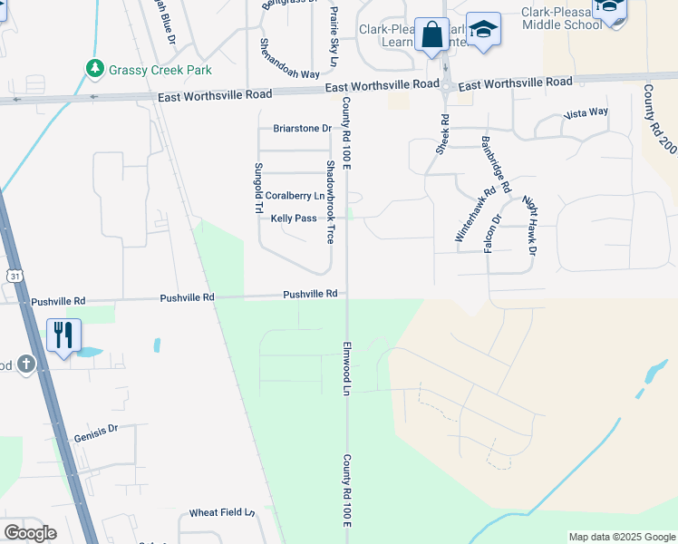 map of restaurants, bars, coffee shops, grocery stores, and more near 2661 Shadowbrook Trace in Greenwood