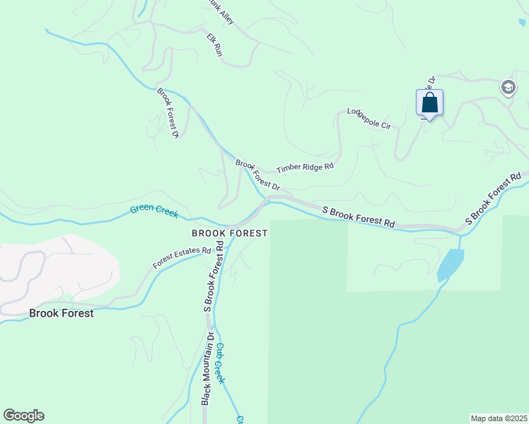map of restaurants, bars, coffee shops, grocery stores, and more near 8116 South Brook Forest Road in Evergreen
