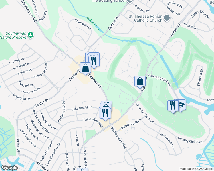 map of restaurants, bars, coffee shops, grocery stores, and more near 98 Scotch Pine Drive in Ocean County