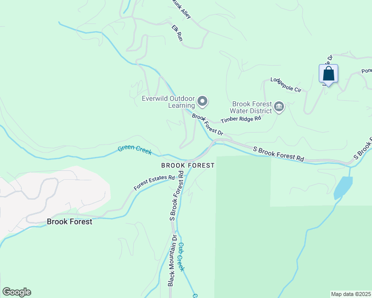 map of restaurants, bars, coffee shops, grocery stores, and more near 7392 Brook Forest Way in Evergreen