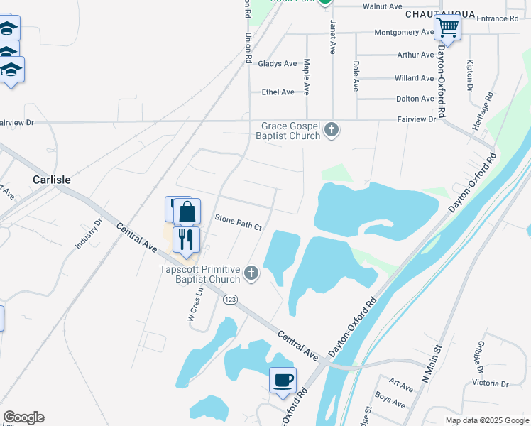 map of restaurants, bars, coffee shops, grocery stores, and more near 402 Clear Springs Court in Carlisle