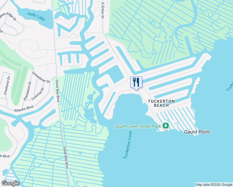 map of restaurants, bars, coffee shops, grocery stores, and more near 27 Parker Road in Tuckerton