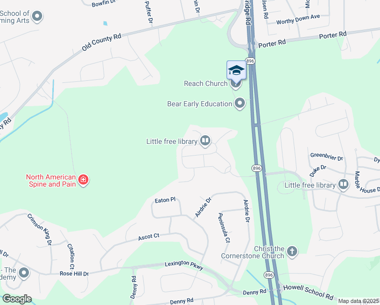map of restaurants, bars, coffee shops, grocery stores, and more near 530 Liam Place in Bear
