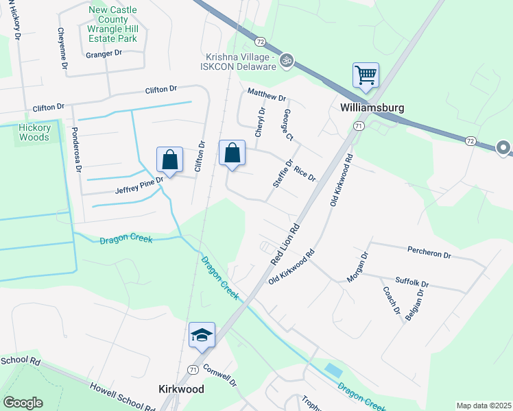 map of restaurants, bars, coffee shops, grocery stores, and more near 234 Rice Drive in Bear
