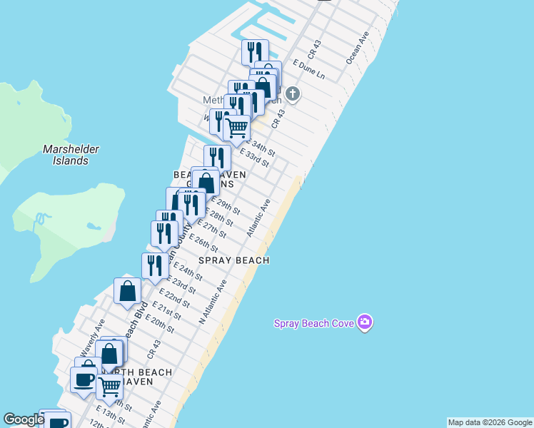 map of restaurants, bars, coffee shops, grocery stores, and more near 207 East 30th Street in Long Beach