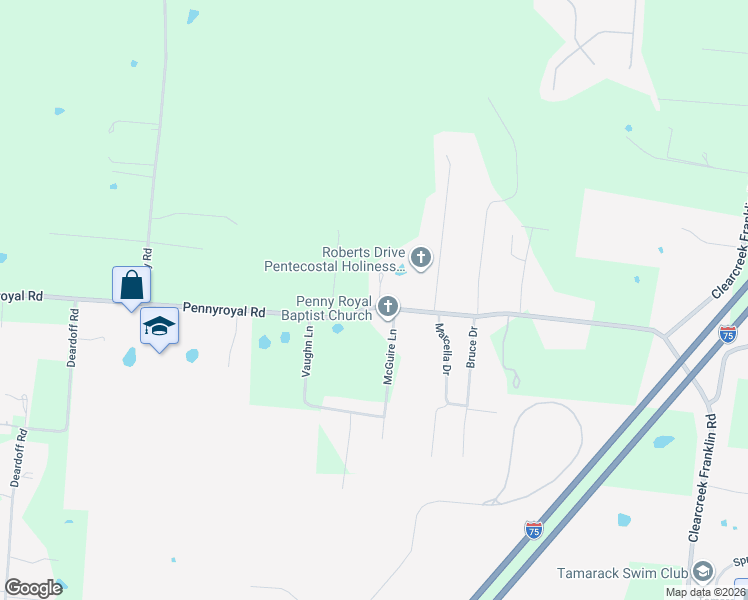 map of restaurants, bars, coffee shops, grocery stores, and more near 3760 Pennyroyal Road in Franklin
