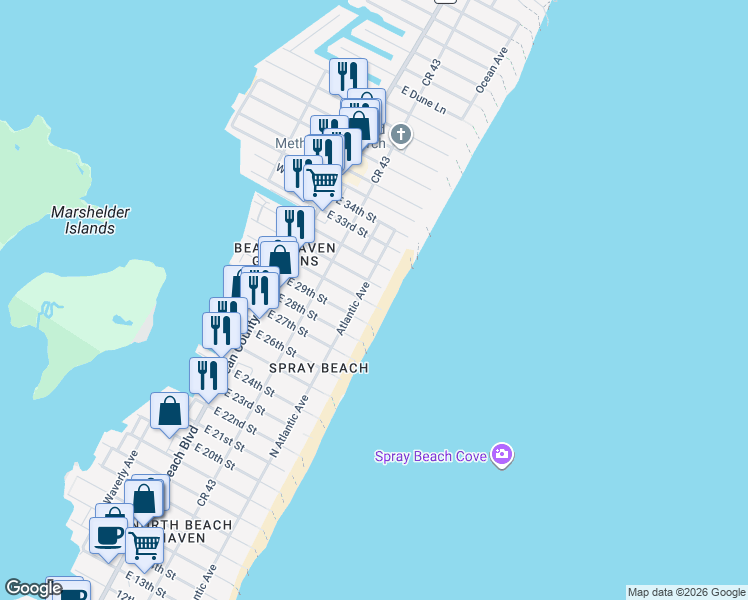map of restaurants, bars, coffee shops, grocery stores, and more near 207 East 30th Street in Long Beach