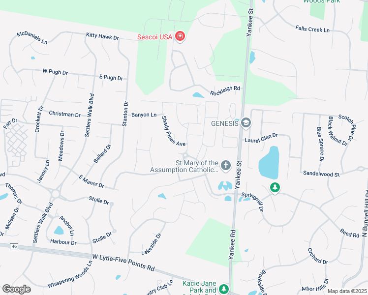 map of restaurants, bars, coffee shops, grocery stores, and more near 3 Shady Pines Avenue in Springboro