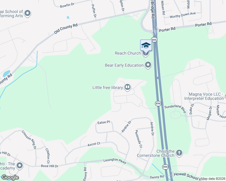 map of restaurants, bars, coffee shops, grocery stores, and more near 162 Jenny Drive in Bear