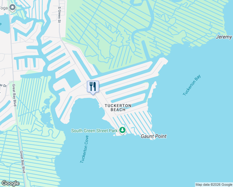 map of restaurants, bars, coffee shops, grocery stores, and more near 138 Flamingo Road in Tuckerton