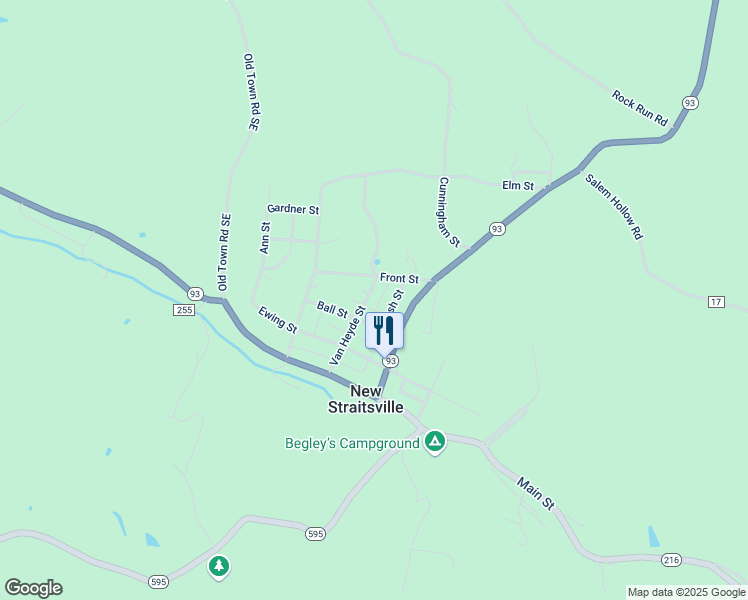 map of restaurants, bars, coffee shops, grocery stores, and more near 303 Van Hyde Street in New Straitsville