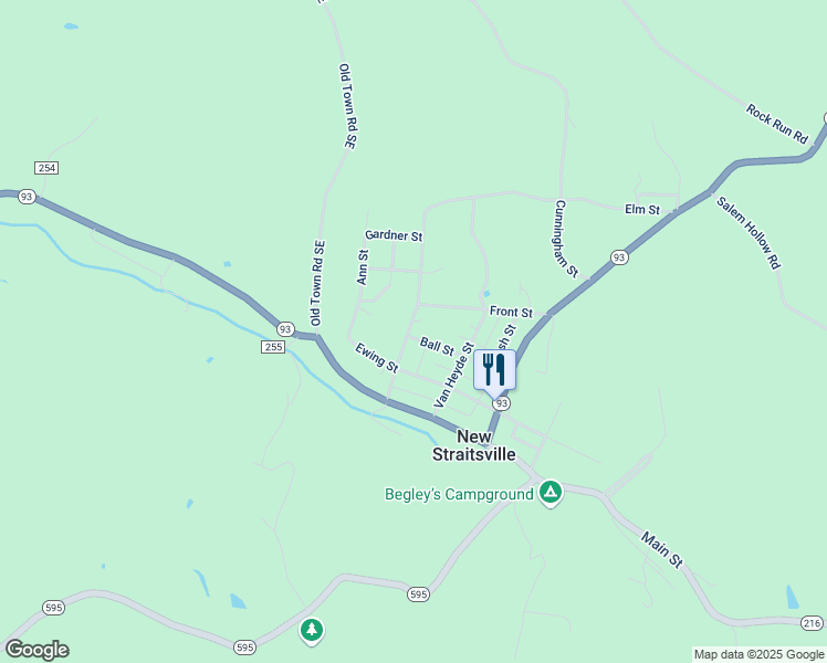 map of restaurants, bars, coffee shops, grocery stores, and more near 301 Davis Street in New Straitsville