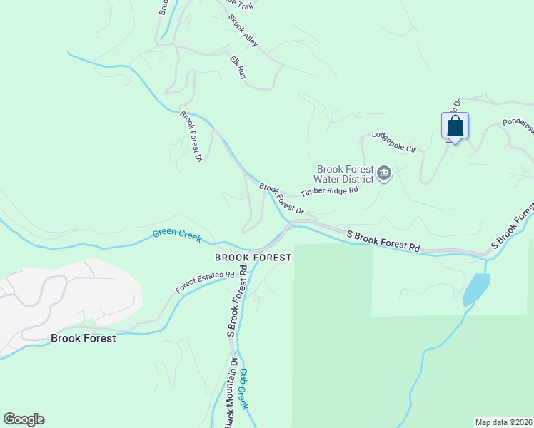 map of restaurants, bars, coffee shops, grocery stores, and more near 7362 Brook Forest Way in Evergreen