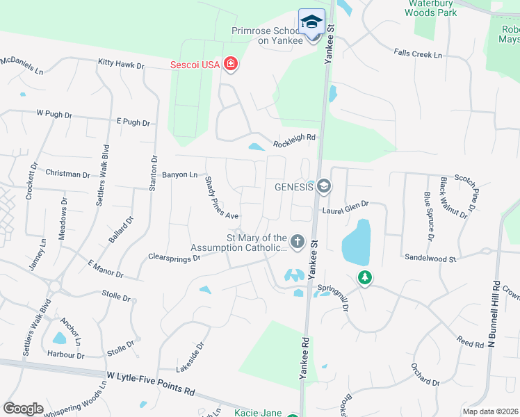 map of restaurants, bars, coffee shops, grocery stores, and more near 205 Waterhaven Way in Springboro