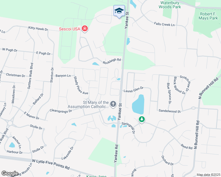 map of restaurants, bars, coffee shops, grocery stores, and more near 13 Falls Boulevard in Springboro