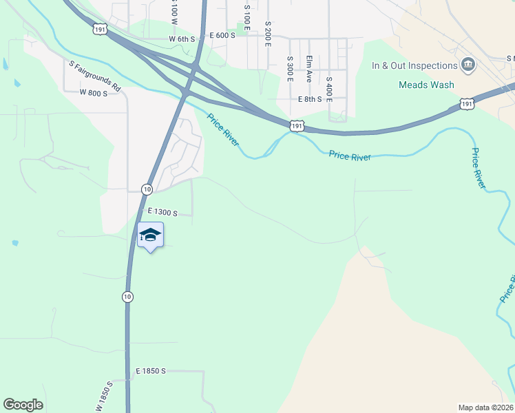 map of restaurants, bars, coffee shops, grocery stores, and more near 445 East Riverside Drive in Price