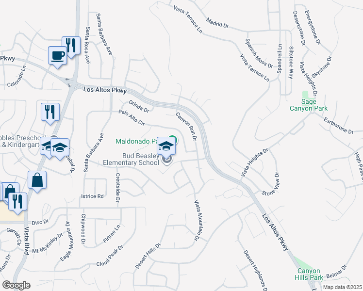 map of restaurants, bars, coffee shops, grocery stores, and more near 5238 Palo Alto Circle in Sparks