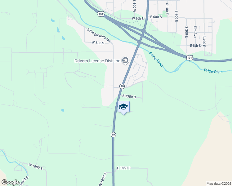 map of restaurants, bars, coffee shops, grocery stores, and more near 1300 South Carbon Avenue in Price