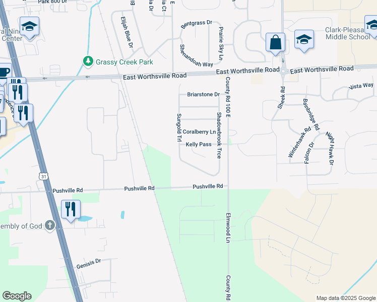 map of restaurants, bars, coffee shops, grocery stores, and more near 812 Snowberry Run in Greenwood
