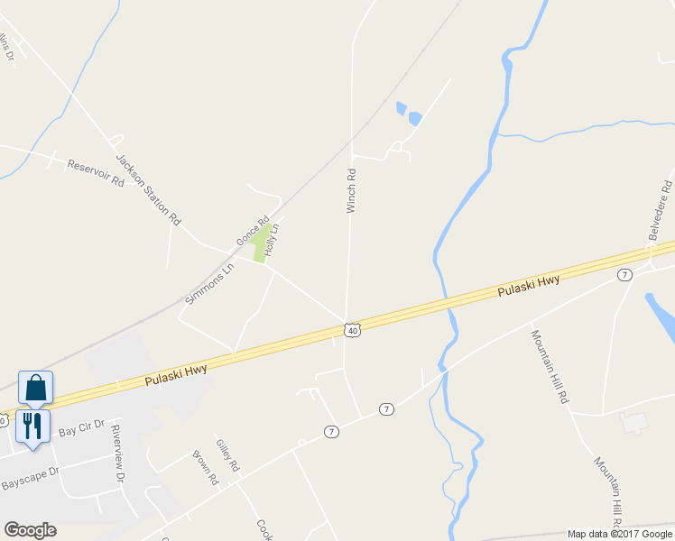 map of restaurants, bars, coffee shops, grocery stores, and more near 33 Winch Road in Perryville