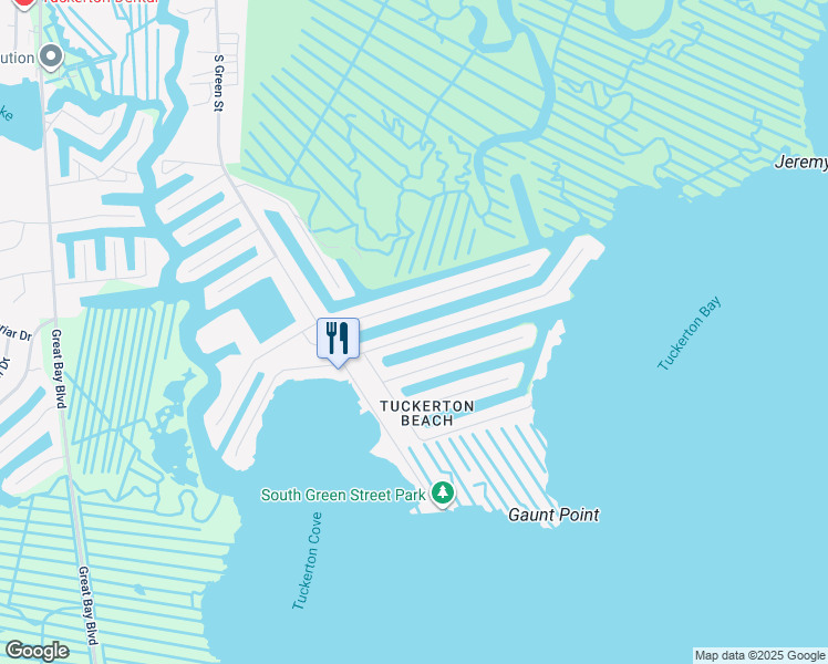 map of restaurants, bars, coffee shops, grocery stores, and more near 298 Heron Road in Tuckerton