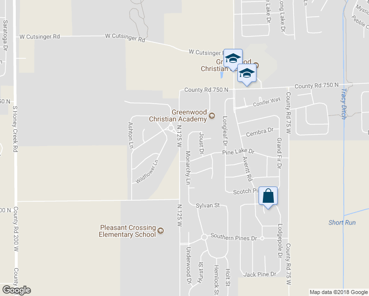 map of restaurants, bars, coffee shops, grocery stores, and more near 2508 Monarchy Lane in Greenwood