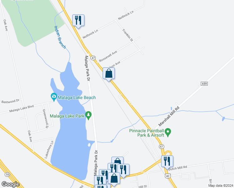 map of restaurants, bars, coffee shops, grocery stores, and more near 1005 Delsea Drive in Franklin