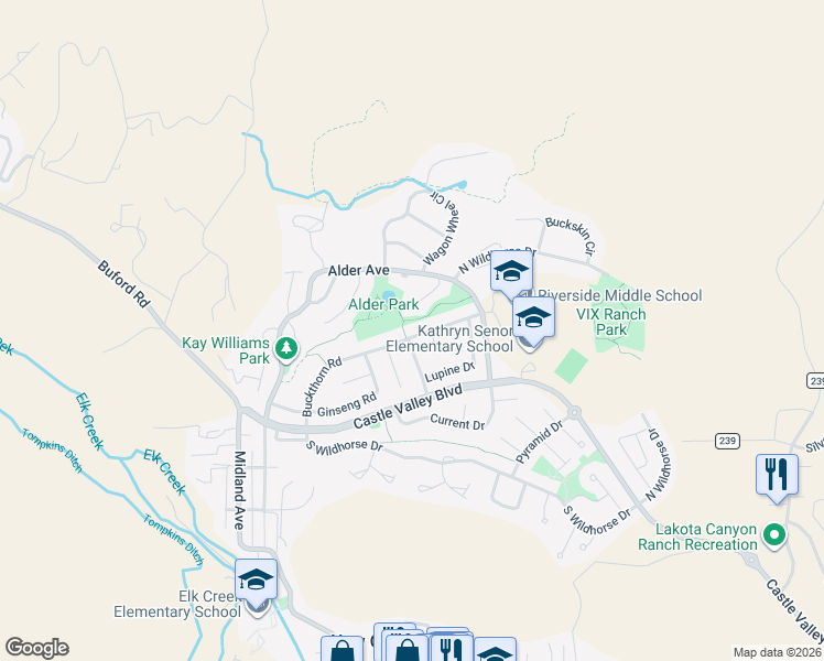 map of restaurants, bars, coffee shops, grocery stores, and more near 303 Buckthorn Road in New Castle