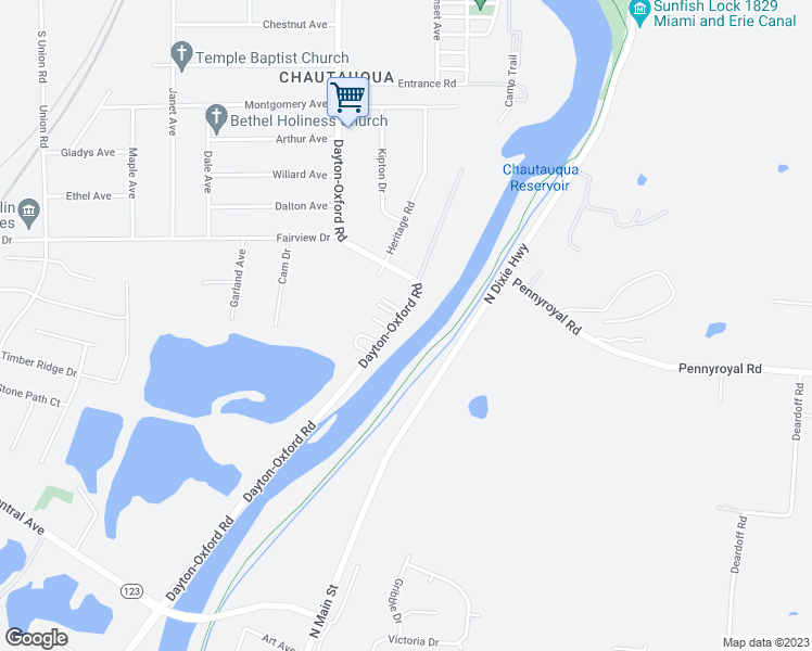 map of restaurants, bars, coffee shops, grocery stores, and more near 8778 Dayton-Oxford Road in Franklin