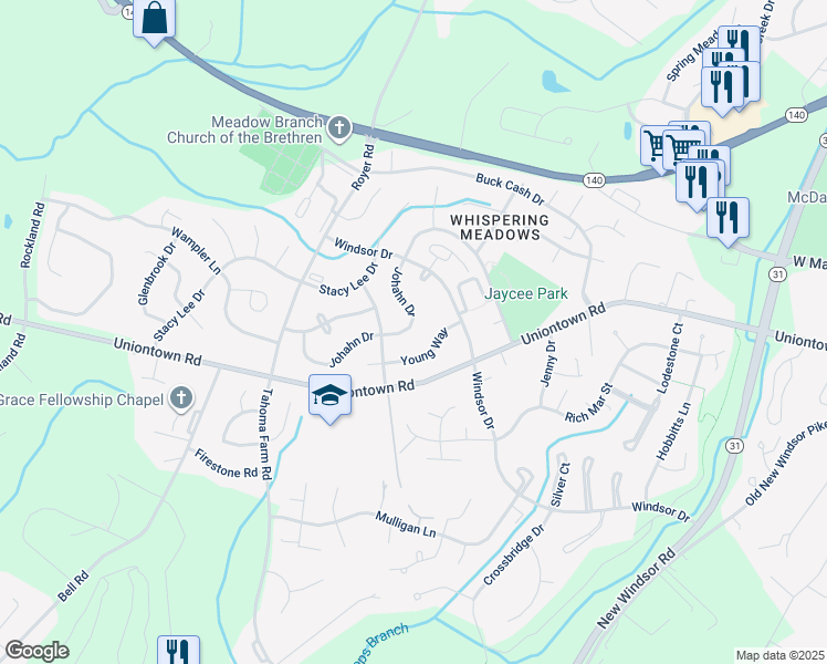 map of restaurants, bars, coffee shops, grocery stores, and more near 759 Johahn Drive in Westminster