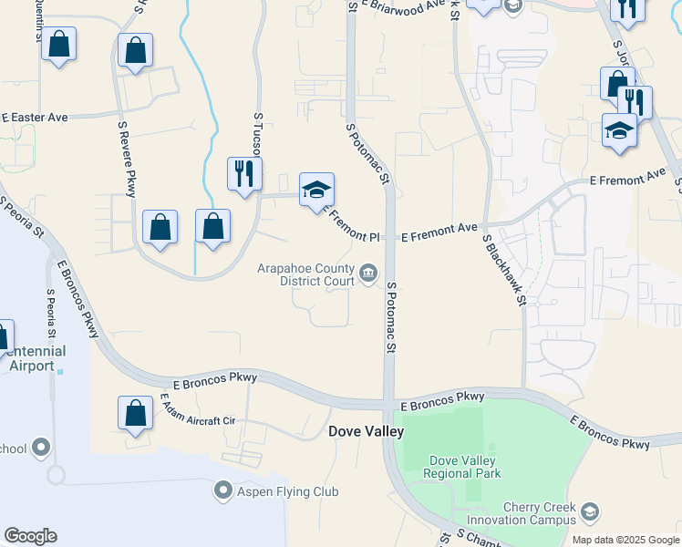 map of restaurants, bars, coffee shops, grocery stores, and more near 7325 South Potomac Street in Englewood