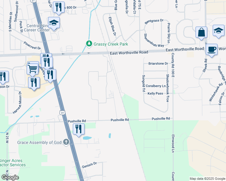 map of restaurants, bars, coffee shops, grocery stores, and more near 2340 Endress Place in Greenwood