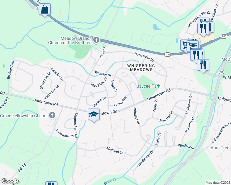 map of restaurants, bars, coffee shops, grocery stores, and more near 748 Johahn Drive in Westminster