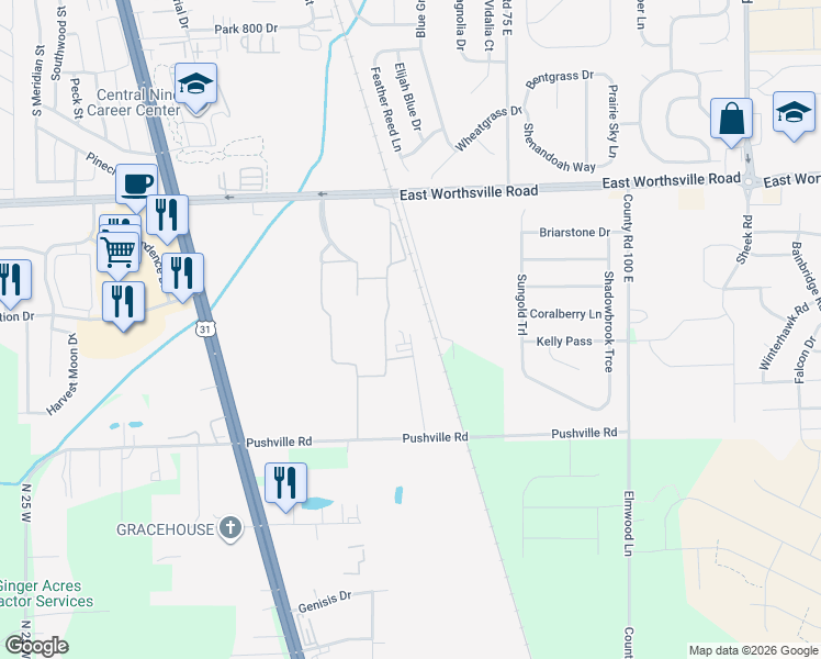map of restaurants, bars, coffee shops, grocery stores, and more near 2330 Endress Place in Greenwood