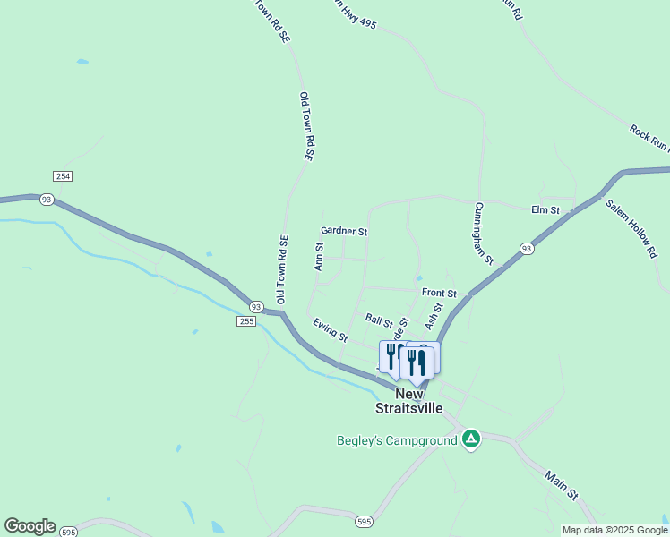map of restaurants, bars, coffee shops, grocery stores, and more near 301-399 Davis Street in New Straitsville