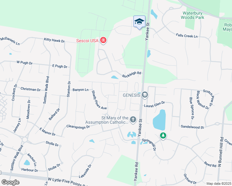 map of restaurants, bars, coffee shops, grocery stores, and more near 76 Old Pond Road in Springboro