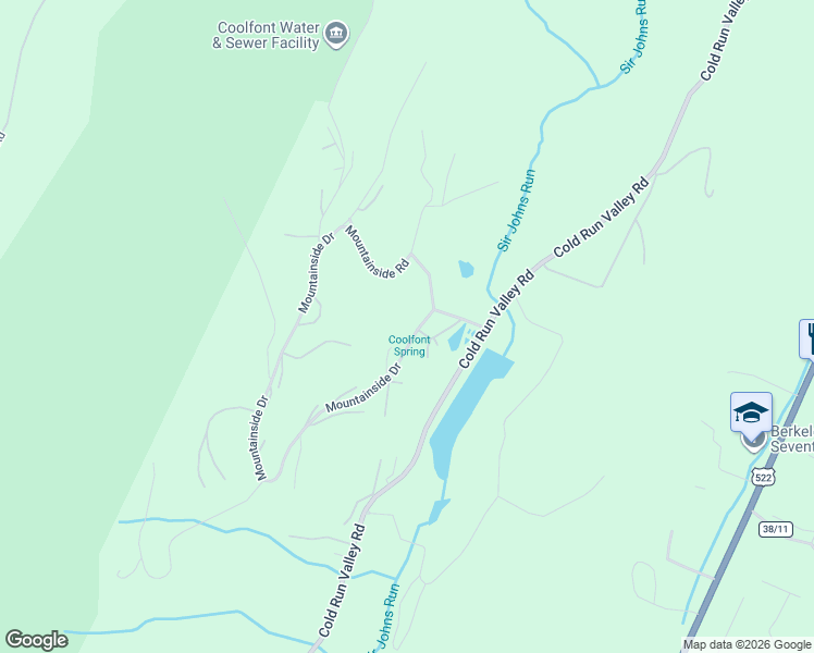 map of restaurants, bars, coffee shops, grocery stores, and more near 5 Mountainside Road in Berkeley Springs