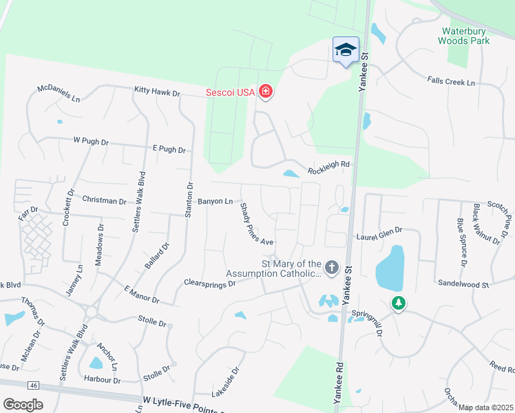 map of restaurants, bars, coffee shops, grocery stores, and more near 143 Rippling Brook Lane in Springboro