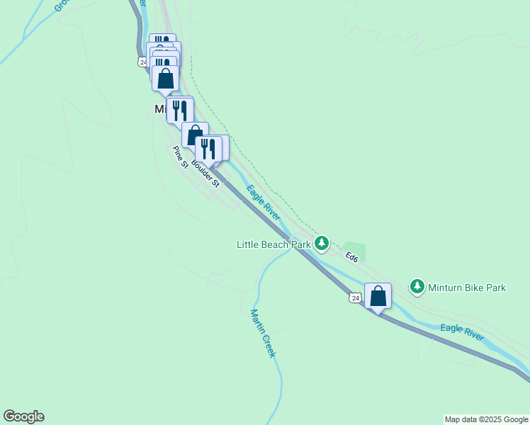 map of restaurants, bars, coffee shops, grocery stores, and more near 664 Main Street in Minturn