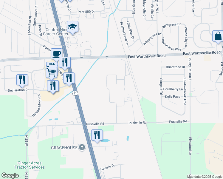 map of restaurants, bars, coffee shops, grocery stores, and more near 2330 Endress Place in Greenwood