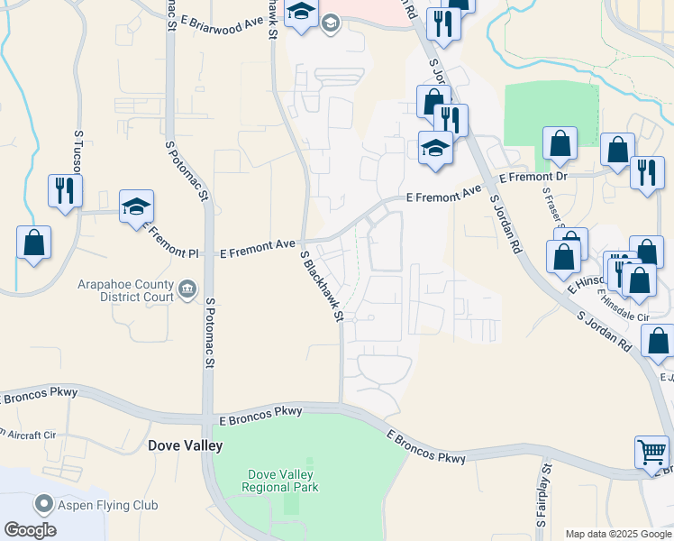 map of restaurants, bars, coffee shops, grocery stores, and more near 7200 South Blackhawk Street in Englewood