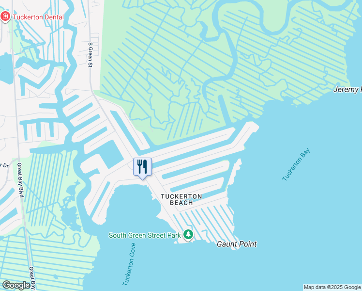 map of restaurants, bars, coffee shops, grocery stores, and more near 388 Kingfisher Road in Tuckerton