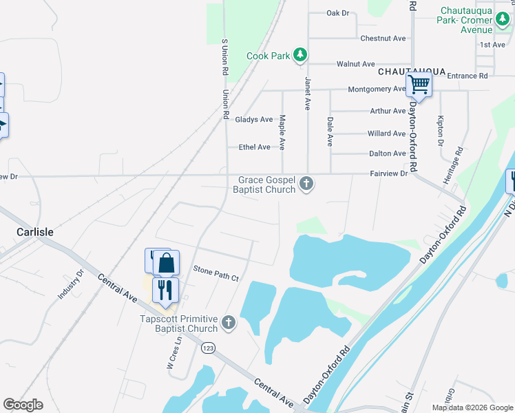 map of restaurants, bars, coffee shops, grocery stores, and more near 111 Magnolia Court in Carlisle