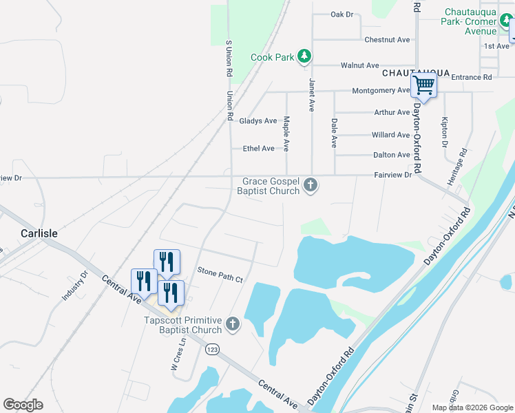 map of restaurants, bars, coffee shops, grocery stores, and more near 111 Magnolia Court in Carlisle