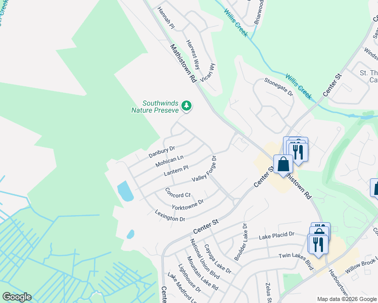 map of restaurants, bars, coffee shops, grocery stores, and more near 110 Danbury Drive in Ocean County