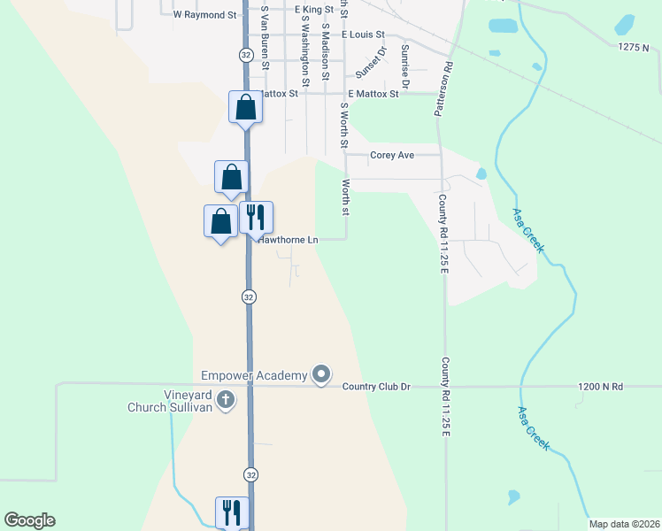 map of restaurants, bars, coffee shops, grocery stores, and more near 11 Hawthorne Lane in Sullivan