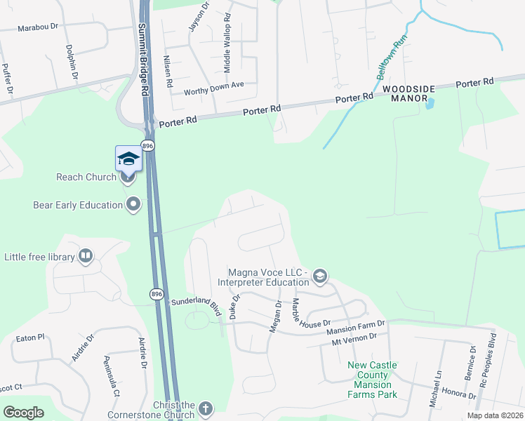 map of restaurants, bars, coffee shops, grocery stores, and more near 558 Mansion House Road in Bear
