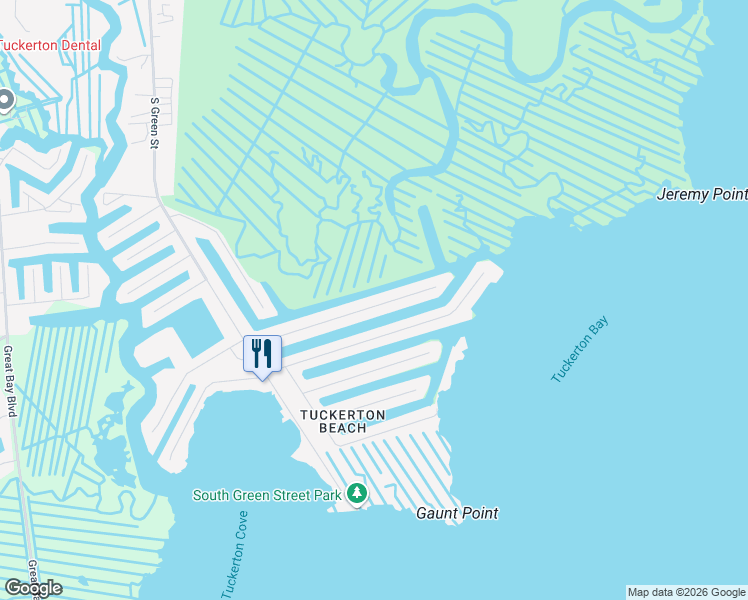map of restaurants, bars, coffee shops, grocery stores, and more near 380 Kingfisher Road in Tuckerton